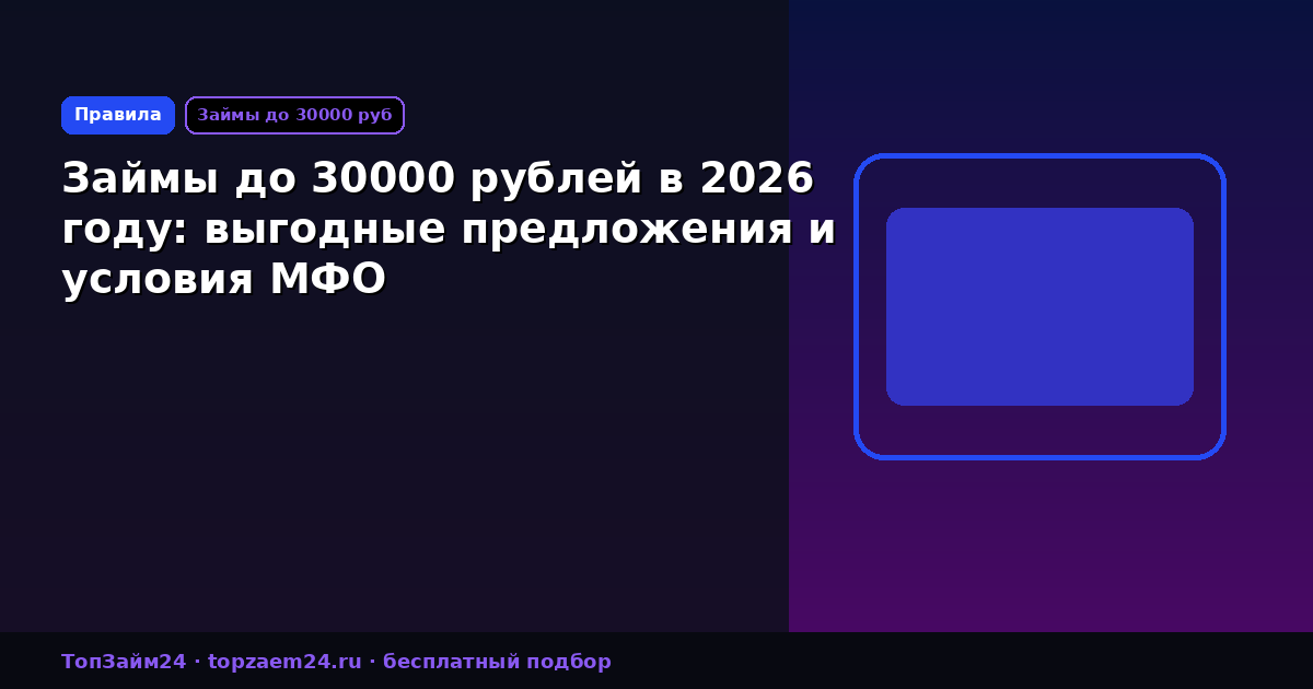 Займы до 30000 рублей в 2026 году: выгодные предложения и условия МФО