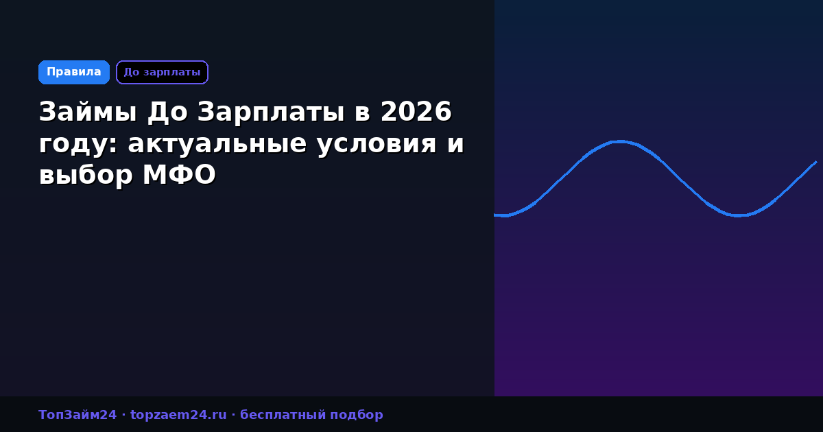 Займы До Зарплаты в 2026 году: актуальные условия и выбор МФО